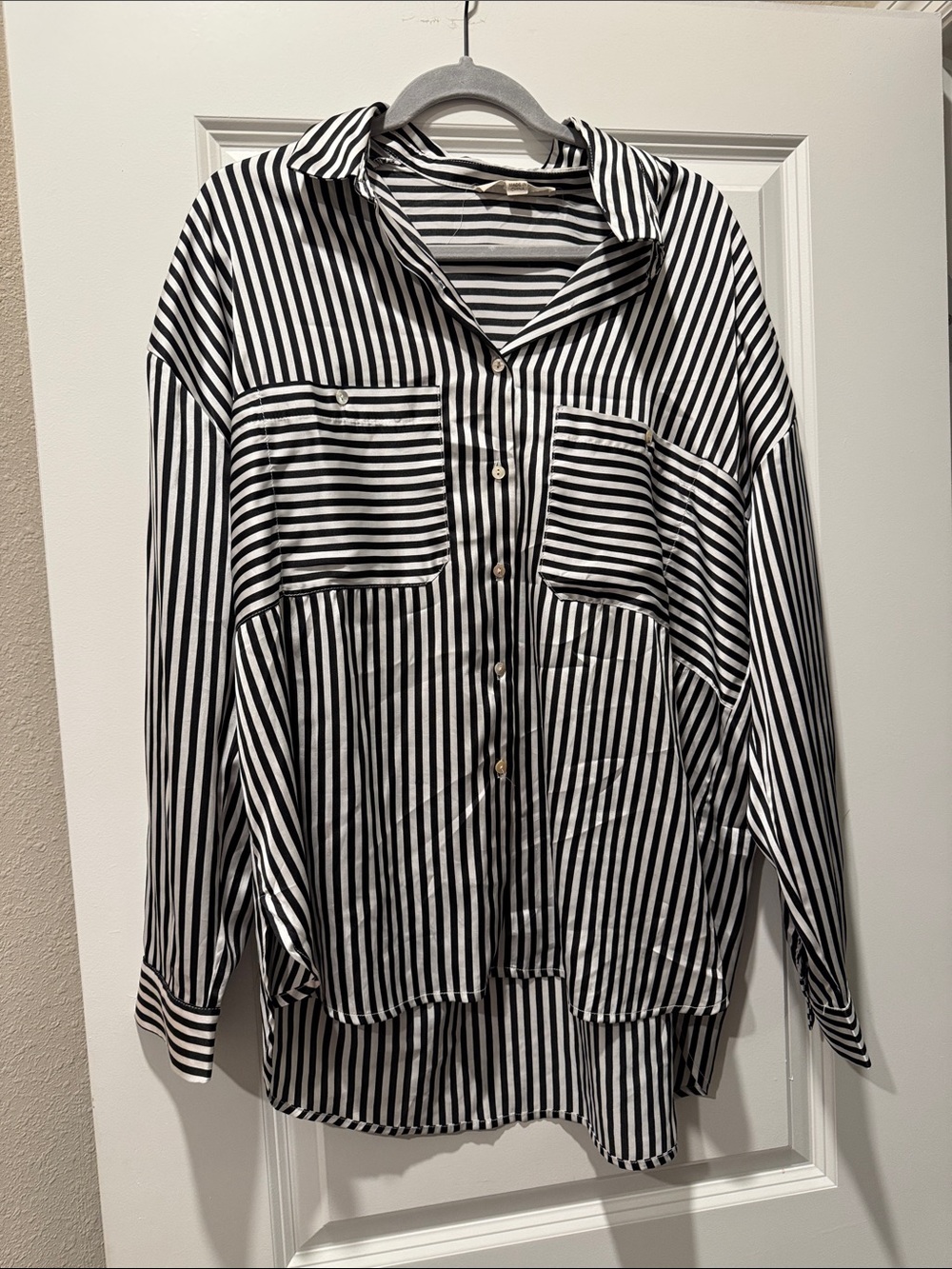 Vine & Love Black and White Striped Button-Down Shirt